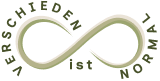 Logo: Grünes Unendlichkeitszeichen umgeben von grünemText Verschieden ist normal